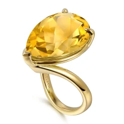 Discount Gabriel & Co. 14K Yellow Gold Citrine Pear Ladies Ring