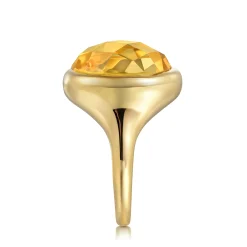 New Gabriel & Co. 14K Yellow Gold Citrine Round Shape Ladies Ring With Flower Pattern J-Back