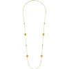 Hot Gabriel & Co. 14K Yellow Gold Citrine Round Shape Necklace With Four Stations Beads and Bezel Setting