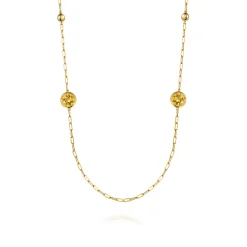 Hot Gabriel & Co. 14K Yellow Gold Citrine Round Shape Necklace With Four Stations Beads and Bezel Setting