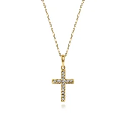 Sale Gabriel & Co. 14k Yellow Gold Classic Diamond Cross Necklace