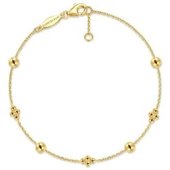 New Gabriel & Co. 14K Yellow Gold Clover Station Bracelet-Bujukan