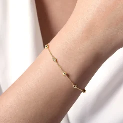 New Gabriel & Co. 14K Yellow Gold Clover Station Bracelet-Bujukan