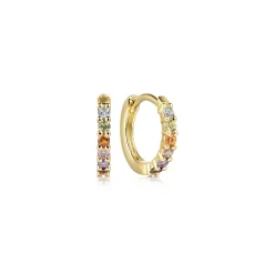 Best Gabriel & Co. 14K Yellow Gold Color Stone Rainbow Huggie Earrings 10mm