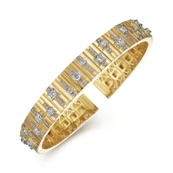 Discount Gabriel & Co. 18K Yellow Gold Contemporary Diamond Station Bangle