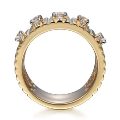 Outlet Gabriel & Co. 18K Yellow Gold Contemporary Diamond Station Wide Band Ring