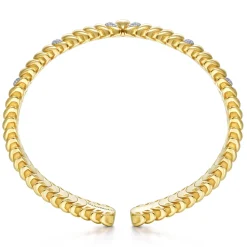 Outlet Gabriel & Co. 14K Yellow Gold Crescent Moon Cuff with Diamond Pave Stations