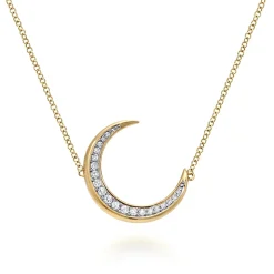 Clearance Gabriel & Co. 14K Yellow Gold Crescent Moon Diamond Pendant Necklace