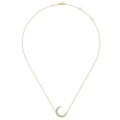 Clearance Gabriel & Co. 14K Yellow Gold Crescent Moon Diamond Pendant Necklace