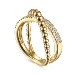 Sale Gabriel & Co. 14K Yellow Gold Criss Cross Diamond Bujukan Ring