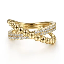 Sale Gabriel & Co. 14K Yellow Gold Criss Cross Diamond Bujukan Ring