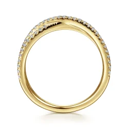 Sale Gabriel & Co. 14K Yellow Gold Criss Cross Diamond Stackable Ring