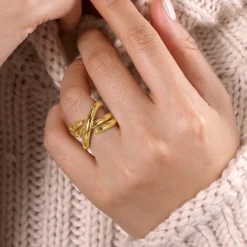 Sale Gabriel & Co. 14K Yellow Gold Criss Cross Ring