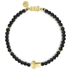 Hot Gabriel & Co. 14K Yellow Gold Cross Bracelet with 4mm Matte Onyx Beads