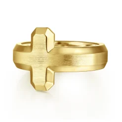 Discount Gabriel & Co. 14K Yellow Gold Cross Men's Faceted Ring