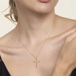Outlet Gabriel & Co. 14K Yellow Gold Cross Necklace 24mm-Bujukan