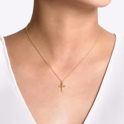 New Gabriel & Co. 14K Yellow Gold Cross Pendant Necklace