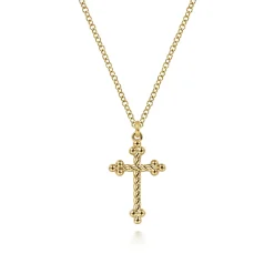 Online Gabriel & Co. 14K Yellow Gold Cross Pendant Necklace- Bujukan