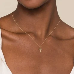 Online Gabriel & Co. 14K Yellow Gold Cross Pendant Necklace- Bujukan