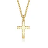 Clearance Gabriel & Co. 14K Yellow Gold Cross Pendant with Beveled Trim