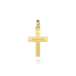 Clearance Gabriel & Co. 14K Yellow Gold Cross Pendant with Beveled Trim