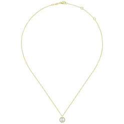 Gabriel & Co. 14K Yellow Gold Cultured Pearl and Diamond Halo Pendant Necklace