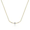 Best Gabriel & Co. 14K Yellow Gold Curved Bar Necklace with Diamond Stations