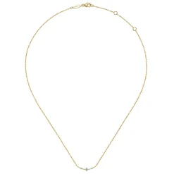 Best Gabriel & Co. 14K Yellow Gold Curved Bar Necklace with Diamond Stations