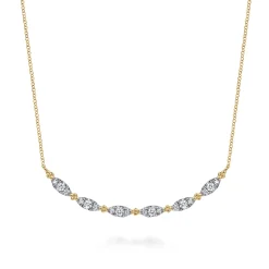 Gabriel & Co. 14K Yellow Gold Curved Bujukan Bar Diamond Necklace