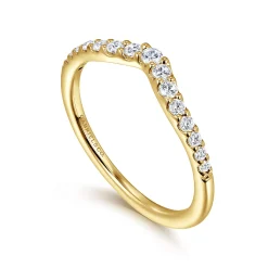 Sale Gabriel & Co. 14K Yellow Gold Curved Diamond Anniversary Band - 0.25 ct
