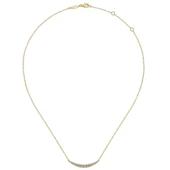 Best Gabriel & Co. 14K Yellow Gold Curved Diamond Bar Necklace