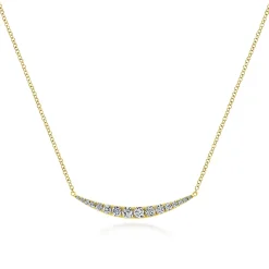 Best Gabriel & Co. 14K Yellow Gold Curved Diamond Bar Necklace