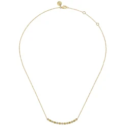 Best Gabriel & Co. 14K Yellow Gold Curved Diamond Station Bar Necklace