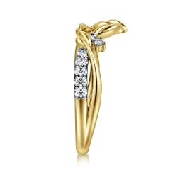 Gabriel & Co. 14K Yellow Gold Curved Floral Open Diamond Ring - 0.15 ct