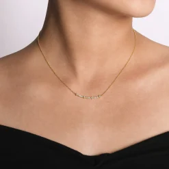 Best Gabriel & Co. 14K Yellow Gold Curved Geometric Diamond Bar Necklace