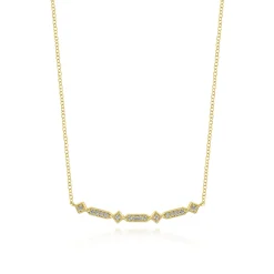 Best Gabriel & Co. 14K Yellow Gold Curved Geometric Diamond Bar Necklace
