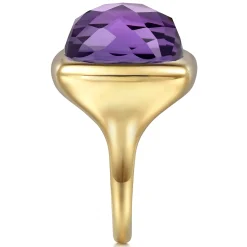 Sale Gabriel & Co. 14K Yellow Gold Cushion Cut Amethyst Ladies Ring With Flower Pattern J-Back