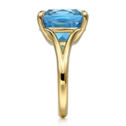 Discount Gabriel & Co. 14K Yellow Gold Cushion Cut Blue Topaz Ladies Ring