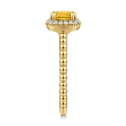 Clearance Gabriel & Co. 14K Yellow Gold Cushion Cut Citrine and Diamond Halo Ring