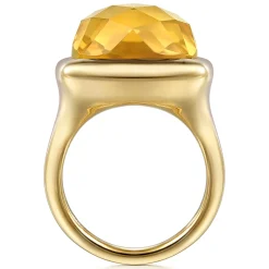 Clearance Gabriel & Co. 14K Yellow Gold Cushion Cut Citrine Ladies Ring With Flower Pattern J-Back