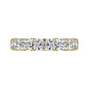 Gabriel & Co. 14K Yellow Gold Cushion Cut Diamond Eternity Band with Heart Prongs - 4.06 ct