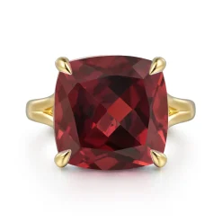 Sale Gabriel & Co. 14K Yellow Gold Cushion Cut Garnet Ladies Ring