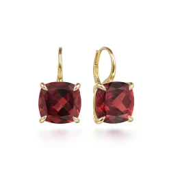 Online Gabriel & Co. 14K Yellow Gold Cushion Cut Garnet Earrings