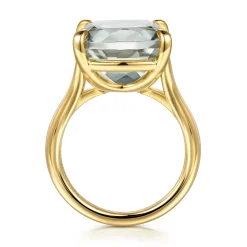 Clearance Gabriel & Co. 14K Yellow Gold Cushion Cut Green Amethyst Ladies Ring