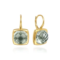 Online Gabriel & Co. 14K Yellow Gold Cushion Cut Green Amethyst Earrings With Flower Pattern J-Back
