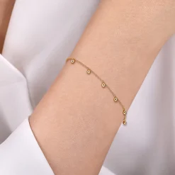 Best Gabriel & Co. 14K Yellow Gold Delicate Chain Bracelet with Bujukan Bead Drops