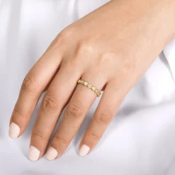 Sale Gabriel & Co. 14K Yellow Gold Delicate Leaf Diamond Stackable Ring