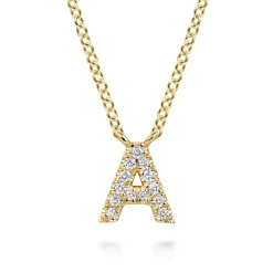 Sale Gabriel & Co. 14K Yellow Gold Diamond A Initial Pendant Necklace