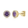 Online Gabriel & Co. 14K Yellow Gold Diamond and Amethyst Halo Stud Earrings