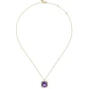 Hot Gabriel & Co. 14K Yellow Gold Diamond and Amethyst Cushion Cut Necklace With Flower Pattern J-Back